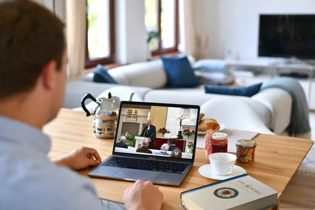 Yoga studio with mats and plants